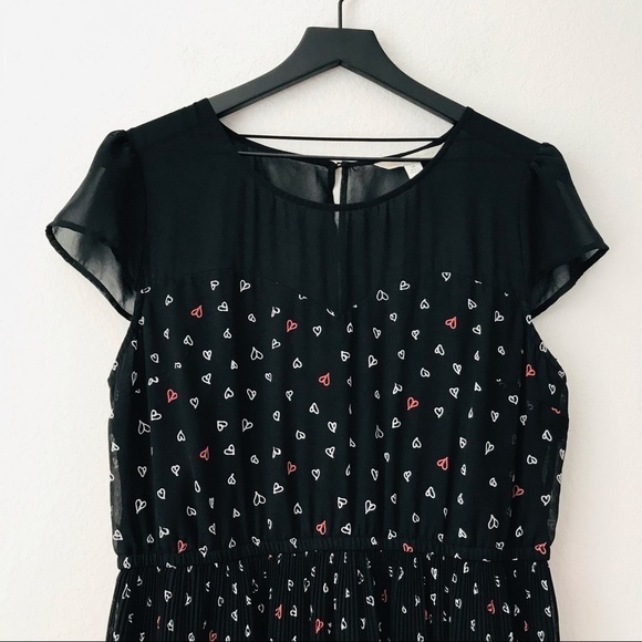 Lauren Conrad Sheer Mesh Cocktail Black Pink Hearts Fit & Flare Party Dress - Picture 5 of 9